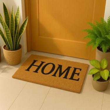 Imagem de Tapete Capacho Borracha e Fibra de Coco Porta Varanda Churrasqueira Recepção Casa(HOME RETANGULAR)