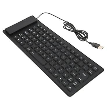 Imagem de Cryfokt Teclado de Silicone Dobrável Durável 85 Teclas Design Dobrável para Escola e Biblioteca Teclado Com Fio USB (Preto)