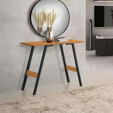 Imagem de Aparador Bali com Pés de Aço Preto e Tampo em MDF Cor Canela