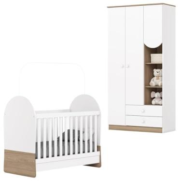 Imagem de Berco Mini Cama e Guarda Roupa 3 P 2 G Magia Branco Jequitiba Hp Henn