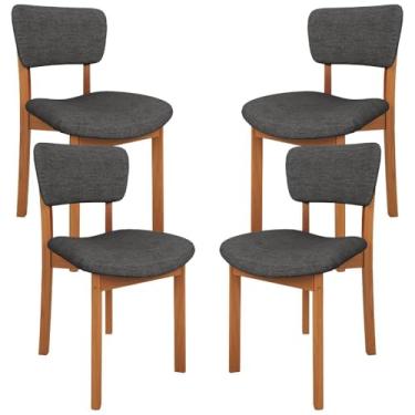 Imagem de Kit 04 Cadeiras Para Sala de Jantar Cozinha Living Estofada Dara L02 Linho Cinza Escuro - Lyam Decor