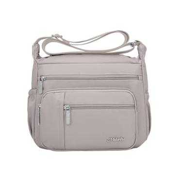 Imagem de Wytidian Bolsas CrossbodyBags femininas de nylon à prova d'água Bolsas de ombro espaçosas com vários bolsos, Bege cáqui, Medium, Bolsas transversais femininas