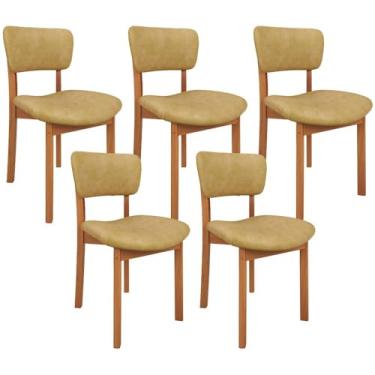 Imagem de Kit 05 Cadeiras Para Sala de Jantar Cozinha Living Estofada Dara L02 Couríssimo Fendi - Lyam Decor