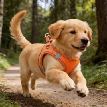 Imagem de Peitoral multifuncional para cães, macio para animais de estimação com design fácil de colocar para cães pequenos e médios, colete de malha refletiva sem puxar para caminhadas diárias, viagens