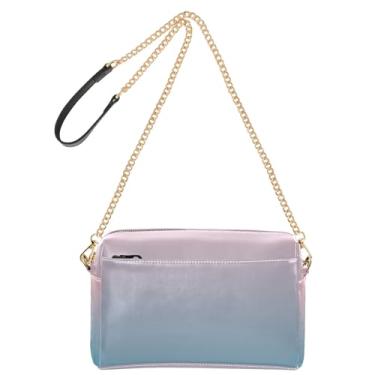Imagem de Joitme Bolsa feminina transversal para celular bolsa de ombro de couro PU alça de corrente rosa saxofone azul gradiente