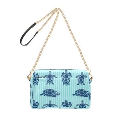 Imagem de Joitme Bolsa feminina transversal para telefone linda tartaruga azul escuro oceano PU bolsa de ombro com alça de corrente