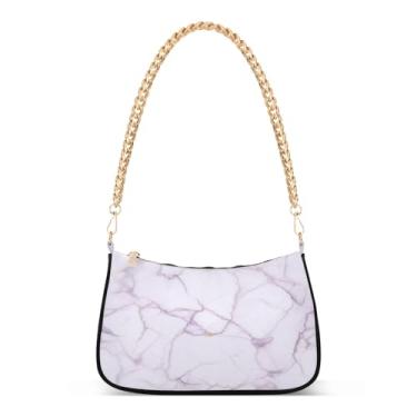 Imagem de Textures Bolsa de ombro com corrente de arte roxa pastel, bolsa feminina Hobo Tote Clutch para uso diário e noite