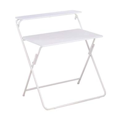 Imagem de Mesa de computador, mesa dobrável, moderna e simples, mesa de estudo, armazenamento duplo, para casa, espaço pequeno, sem necessidade de montagem, 80 x 50 cm. (F)