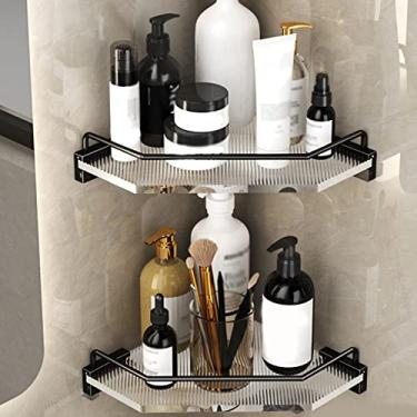 Imagem de Prateleiras de chuveiro de canto, prateleiras organizadoras de chuveiro de banheiro, suporte de cesta de armazenamento de chuveiro montado na parede