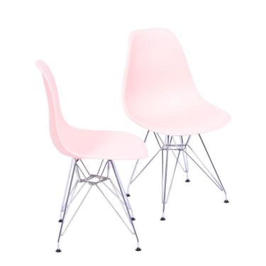 Imagem de Kit 2 Cadeiras Boxbit Dkr Eames Base Cromada Salmão