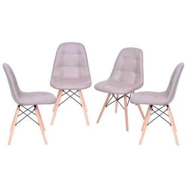 Imagem de Kit 4 Cadeiras Boxbit Dkr Eames Botonê Base Em Madeira Cinza