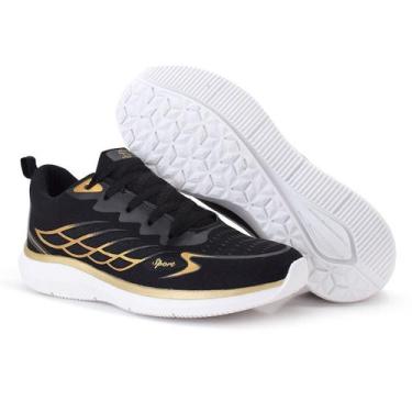 Imagem de Tênis Sport Conforto Original SB Masculino/Feminino, Preto, Dourado, 4