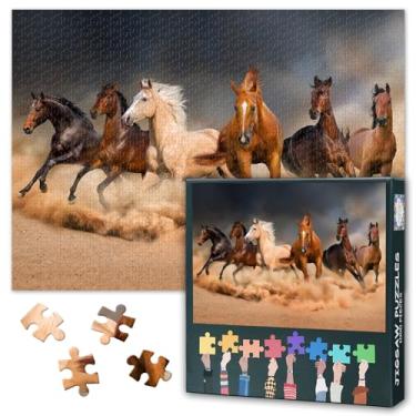 Imagem de Quebra-cabeça 1000 peças cavalos galopando arte de parede pintura de paisagem moderna imagem animal para adultos jogo de quebra-cabeça desafiador decoração de casa sala de estar 70 x 40 centímetros