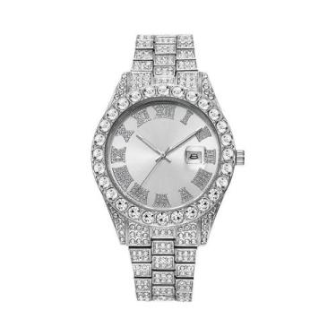 Imagem de Relógio De Quartzo Masculino Em Aço Inoxidável Dourado Com Diamantes I