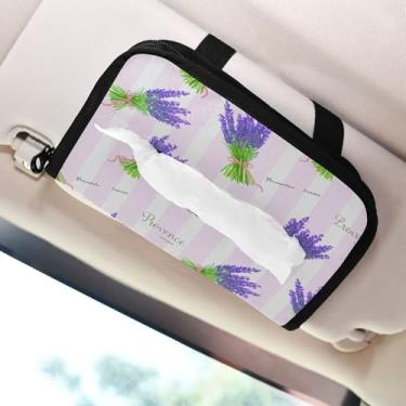 Imagem de SEHANY Porta-lenços de papel de carro lavanda roxa, caixa de lenços para carro, viseira solar, porta-guardanapos retangular, dispensador de máscara de carro, caixa de lenços de papel para automóvel
