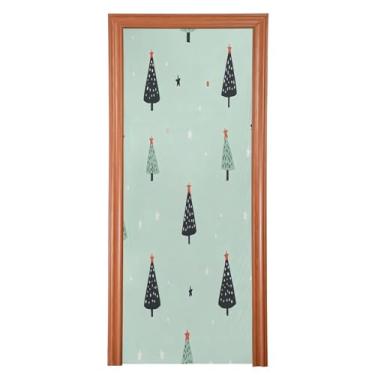 Imagem de Wassud Capa de porta de árvore de Natal estrela decoração de porta de Halloween faixa interna externa decoração de casa grande decoração de porta da frente 89 x 200 cm