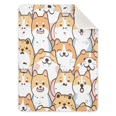 Imagem de Blueangle Cobertores de bebê com desenho animado de cães e gatos para berço soneca, 76 x 101 cm, quente, aconchegante, macio, cobertor unissex para meninos, meninas, crianças, bebês (133)