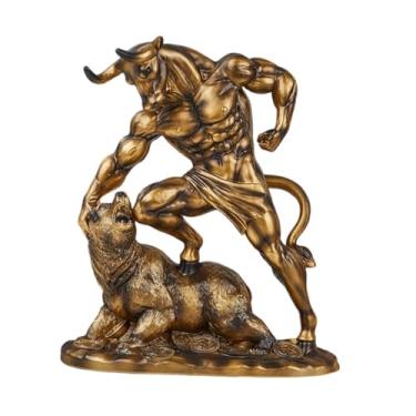 Imagem de Bothyi Estátua do Touro de Wall Street, Escultura da Prosperidade, Decoração de Mesa para Homens, Amantes do Mercado de ações, Corretores Financeiros, Style C