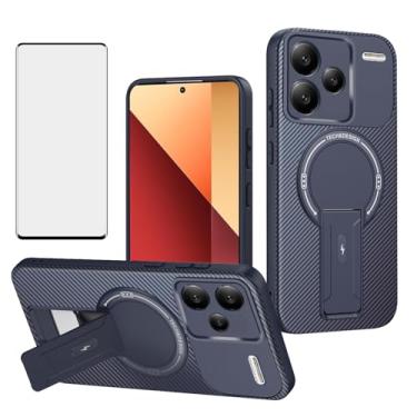 Imagem de Asuwish Capa de celular para Xiaomi Redmi Note 13 Pro Plus 5G capa de fibra de carbono magnética com protetor de tela de vidro temperado e suporte protetor de celular macio acessórios 13Pro+ 13Pro Pro