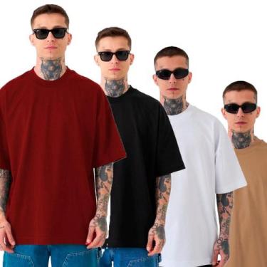 Imagem de KIT 4 Camisetas  Lisa PRETA / BRANCA / MARROM E VINHO Urban Style 100%