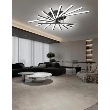 Imagem de Luminária de teto LED moderna e regulável para sala de estar, com controle remoto e múltiplas lâmpadas, ideal para quarto, cozinha, escritório e café (9 lâmpadas).