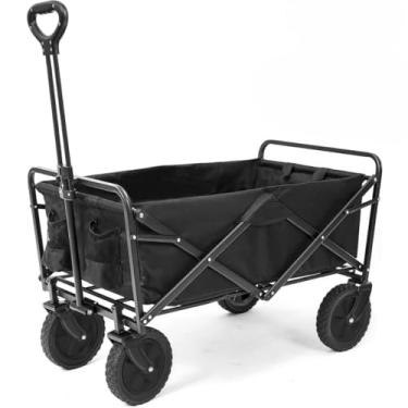 Imagem de Carrinho De Praia DobráVel Preto – Ideal Para A Praia, Acampamentos, Mercados E Pesca, Com Rodas Resistentes E Um Design PortáTil.