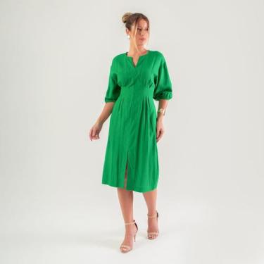 Imagem de Vestido susie midi manga 3/4 feminino - Susie Modas, Verde, M, 10 unid