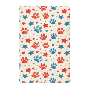 Imagem de SEHANY Lençol de berço fofo com estampa de pata de cachorro para meninos e meninas, macio, respirável, elástico, lençol com elástico padrão para bebês de 71 x 132 cm