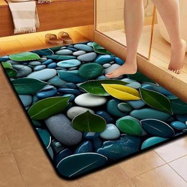 Imagem de Tapetes De Secagem Rápida Em Microfibra Antiderrapante Para Banheiro/Porta De Entrada Estilo 3D de Pedra (3D Pedra M)
