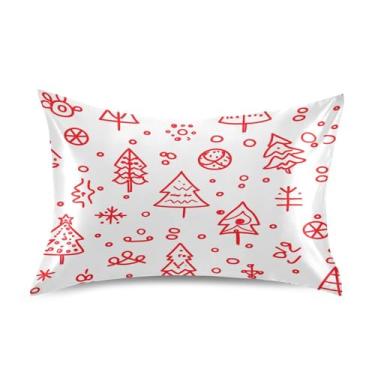 Imagem de Blueangle Fronha de cetim de árvore de Natal para cabelo e pele, fronha de seda, tamanho Queen (51 x 76 cm) - Capas de almofada de cetim com fecho de envelope (491)