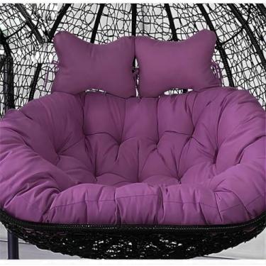 Imagem de Almofada para cadeira de balanço tipo rede, almofada dupla para cadeira suspensa em formato de ovo, luxuosa para varanda, quintal ou sacada, ideal para 2 pessoas. Inclui apenas a almofada.