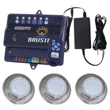 Imagem de Kit 3 hiper led rgb 9w + central de comando brustec