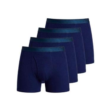 Imagem de Kit com 4 Cuecas Boxer Lupo com Abertura 660-003, Azul marinho, G