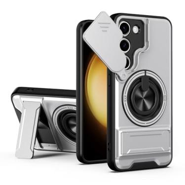 Imagem de SORAKA Capa para Samsung Galaxy S23 com suporte,proteção de lente com janela e capa dupla de PC e TPU compatível com suporte magnético para carro