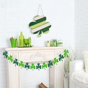 Imagem de Guirlanda de tecido com faixa de feltro de coelho da Páscoa com formas de trevo e coração, mínima para pendurar na parede para decoração de festa de escritório em casa