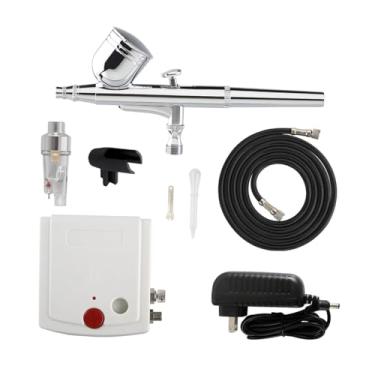 Imagem de Baoblaze Kit de aerografia com compressor de alta pressão super silencioso para iniciantes, com mangueira, para pintura e grafismo automotivo, Branco