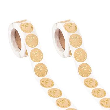 Imagem de 1000 adesivos autoadesivos de papel para presente, redondos planos com palavras de agradecimento, adesivos coloridos de ponto circular para cartões, caixas de presente, sacos de brindes, selos de