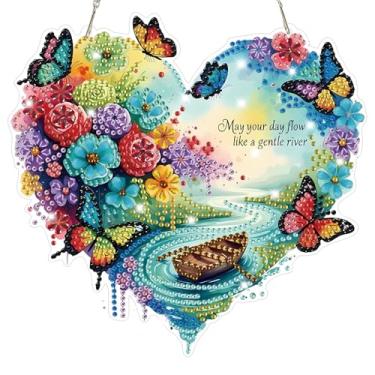 Imagem de Bowetile Kits de pendurar arte de diamante para adultos, pintura de diamante, formato especial 5D, pingente de diamante, enfeite de janela, presentes para decoração de parede de porta de casa-JS053