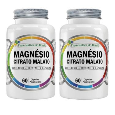 Imagem de Kit 2x Magnésio Citrato Malato 60 Cápsulas Flora Nativa do Brasil-Unissex