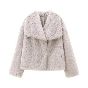 Imagem de Casaco De Pelúcia Burgundy Para Mulheres, Jaqueta Bomber De Manga Long