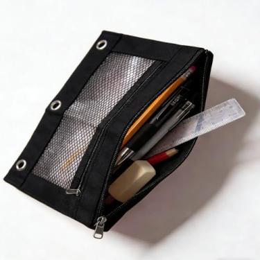 Imagem de Pasta de arquivo de fichário de 3 anéis - bolsa de arquivo perfurada - material de polipropileno resistente, resistente à água, design de vários bolsos, leve, durável e transparente visível