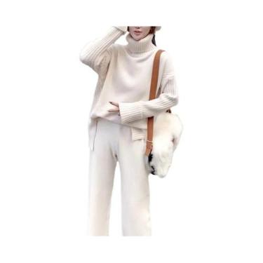 Imagem de Conjunto De Moletom Feminino De Outono Inverno Com Suéter De Gola Alta
