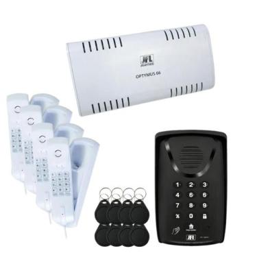 Imagem de Kit Porteiro Eletrônico Optymus 66, Teclado Numérico com 04 interfones