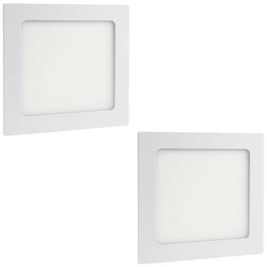 Imagem de Kit 2 Painel Luminária Led 12W Quadrado Embutir Branco Frio 6500K Bivo