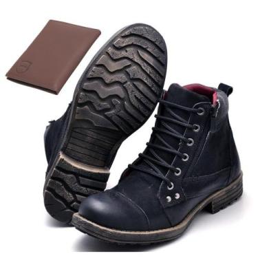 Imagem de Bota Coturno de Couro Masculino Cano Medio Segura Para Trilha Trabalho