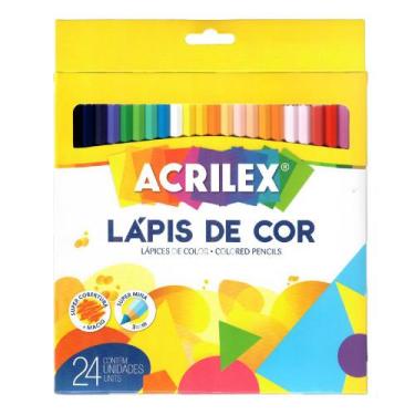 Imagem de Lápis de Cor Hexagonal 24 Cores Sortidas Super Mina 3mm Material Escol