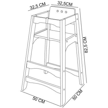 Imagem de Cadeira De Alimentação Para Bebê Infantil Criança Madeira Maciça Rústica W02 Imbuia - Lyam Decor