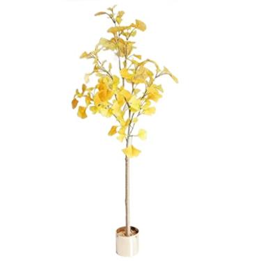 Imagem de Plantas falsas, planta artificial, árvore artificial, ginkgo, estilo nórdico, sala de estar, decoração de chão, vasos falsos, plantas artificiais verdes, plantas artificiais para ambientes externos