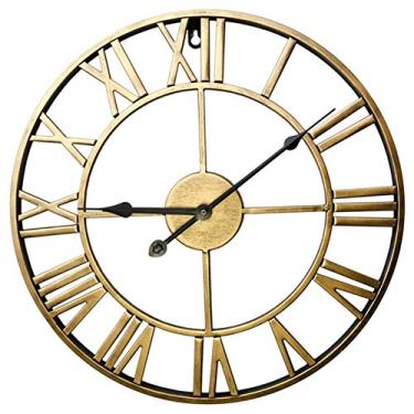 Imagem de U5GAAALPPQ9 Relógios de parede modernos 3D grande retrô preto arte de ferro relógio de parede oco algarismos romanos decoração de casa cor latão (50)