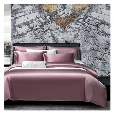 Imagem de Capa de edredom de seda amoreira, roupa de cama de seda, conjunto de capa de edredom confortável e macio, 1 capa de edredom para cama, 1 lençol e 2 fronhas, roupa de cama